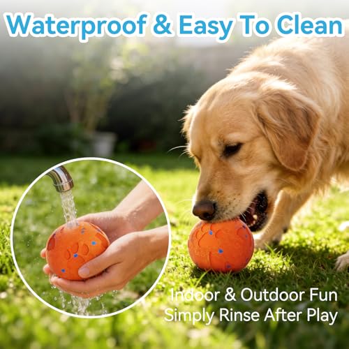 Smart Interactive Dog Toy Ball, Automatic Moving Rolling & Bouncing, Motion Activated E-TPU Dog Ball, Waterproof Chew Resistant for Medium & Large Dogs (Orange) - color: Orange