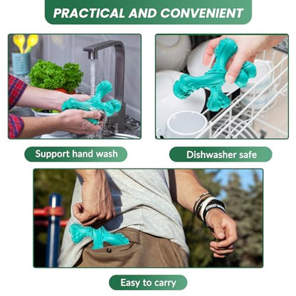 Dog Chew Toys for Aggressive Chewers Large Breed,Indestructible Bones Toy，Durable Cleaning Toothbrush Natural Rubber Dog Toys… (Blue) - color: Blue