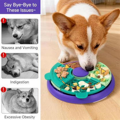 3-in-1 Slow Feeder, Interactive Puzzle Toy & Lick Mat– Calming Enrichment for Small/Medium/Larger Dogs,Non-Slip Design, Holds 2 Cup of Wet or Dry Food, 8.2 in x 8.2 in