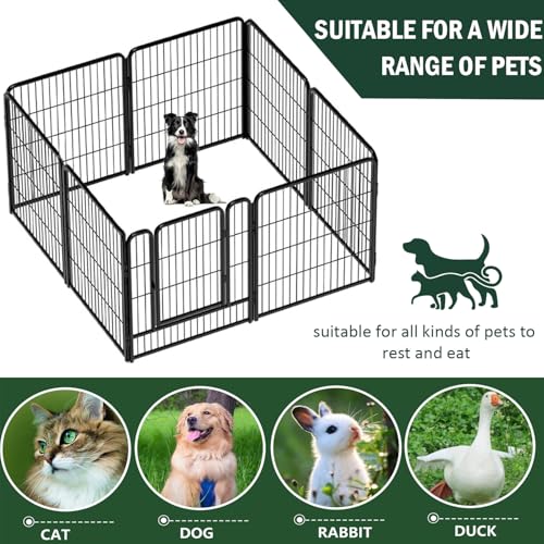 Vivicreate 8 Panels Dog Playpen Indoor Outdoor Metal Pet Fence Portable Foldable Dog Pen Puppy Exercise Pen for Small Medium Dogs Yard RV Camping
