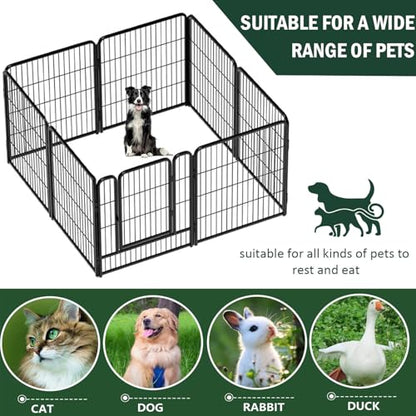 Vivicreate 8 Panels Dog Playpen Indoor Outdoor Metal Pet Fence Portable Foldable Dog Pen Puppy Exercise Pen for Small Medium Dogs Yard RV Camping