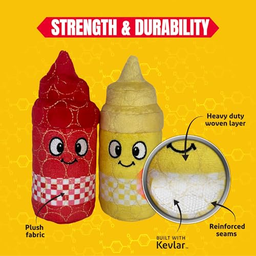 Bite Force Dog Toy - Drizzle & Dollop Squeaky 2 Pack Dog Toys Kevlar-Reinforced for Aggressive Chewers- red and Yellow. - color: Regular - Drizzle & Dollop