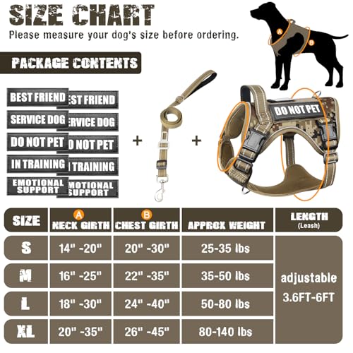 Tactical Dog Harness and Leash Set Small Sized Dog,Heavy Duty No Pull Service Dog Vest and 10 Patches with Dog Seat Belt,Reflective Adjustable Pet Harness for Training Walking Hiking Camo S - color: Desert Camo, size: Small