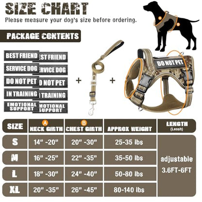 Tactical Dog Harness and Leash Set Small Sized Dog,Heavy Duty No Pull Service Dog Vest and 10 Patches with Dog Seat Belt,Reflective Adjustable Pet Harness for Training Walking Hiking Camo S - color: Desert Camo, size: Small