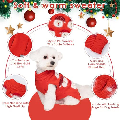 LUBOT NEW Ugly Christmas Sweaters for Puppy Cute Funny Wintertime and Holiday Parties Knitted Pullover Sweater Santa Small Dog Red Small - color: Red, size: Small