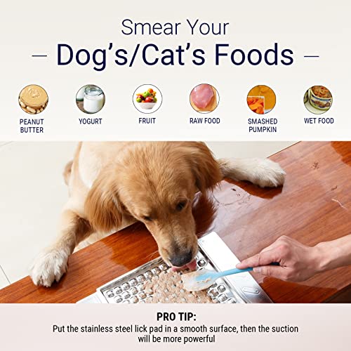 PEGGY11 304 Stainless Steel Lick Mat for Dogs & Cats, 2 Pack | Whisker friendly, Slow feeder, Durable, Strong suction cups, Nonslip, Dishwasher safe - color: Stainless Steel (Two Pack)