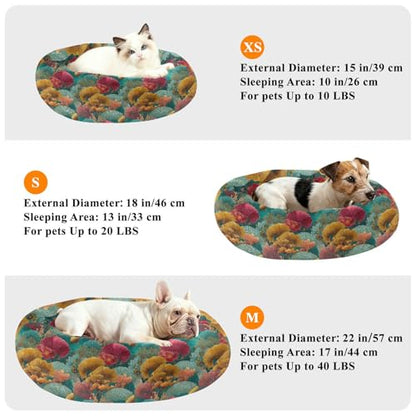 Pet Bed Coral Gorgeous Cat Snuggler Soft Winter Cushion, Cozy Round Bolster Nest for Indoor Kittens & Small Pets 15" - size: X-Small