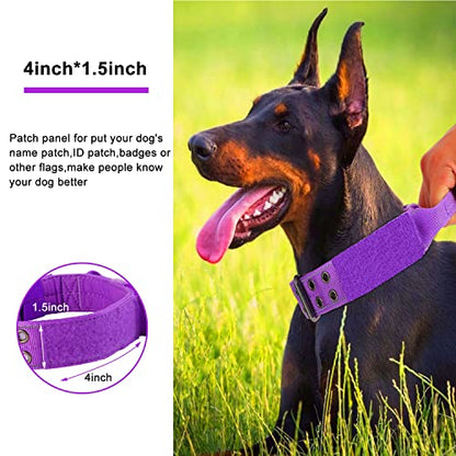 Reflective Dog Collar Heavy Duty Tactical with Control Handle and Metal Buckle for Dog Training(XL,Purple) - color: Purple, size: X-Large (Pack of 1)