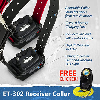 Educator ET-302 Zen Mini E Collar for Dog Training with Remote - 1/2 Mile Range, Waterproof, 100 Blunt Stimulation Levels, Tone or Vibration Mode, Night Light for Small, Medium & Large Dogs (2 Dogs) - size: 2-Dog (ET-302 ZEN)
