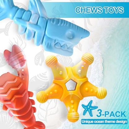 NEZIN Dog Chew Toys, Indestructible Dog Toys for Aggressive Chewers, Tough Dog Toys, Durable Dog Chew Toys for Large Medium Breed, Interactive Dog Toys with Real Beef Flavor (Mix 3 Pack) - color: MIX 3 PACK