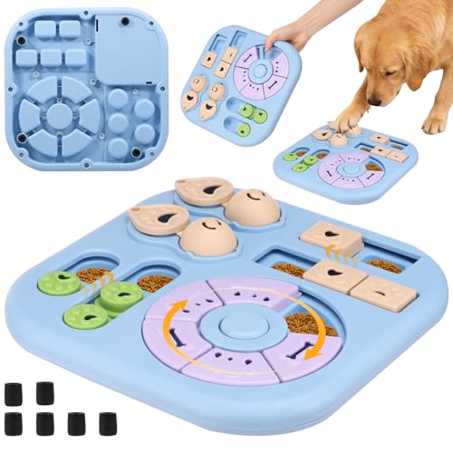 Interactive Dog Puzzle Toys Treat Dispensing Slow Feeder for Training and Mental Stimulating Dog Enrichment Toys for Puppy Cats Pet(Blue) - color: blue