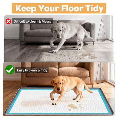 57" x40" Pee Pad Holder for Dogs Puppy Pad Holder Extra Large Silicone Pee Tray for Dog Training Floor Protection Raised Edge Dog Potty Tray, No Pee Pads(Dark Gray) - color: 57" X40"dark Gray