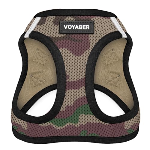 Best Pet Supplies Voyager Step-in Air Harness - All Weather Mesh, Reflective, No Pull Harness for Dogs, Cats - Secure with Hook & Loop Fastener, Buckle, Double D-Rings - Army/Black Trim, L - color: Harness (Army/Black Trim), size: L (Chest: 18 - 20.5")