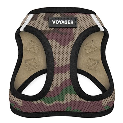 Best Pet Supplies Voyager Step-in Air Harness - All Weather Mesh, Reflective, No Pull Harness for Dogs, Cats - Secure with Hook & Loop Fastener, Buckle, Double D-Rings - Army/Black Trim, M - color: Harness (Army/Black Trim), size: M (Chest: 16 - 18")