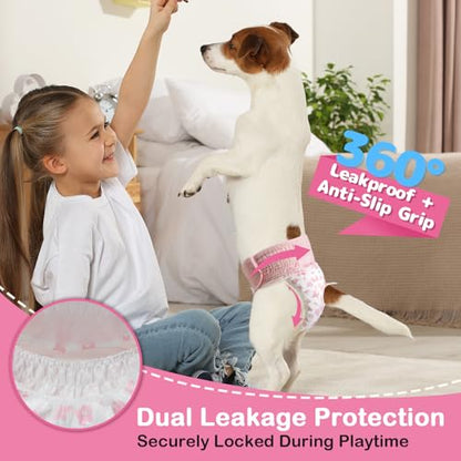 Dono Disposable Pull It Up Female Dog Diapers, 360° Stretchy Waist Puppy Diapers, Super-Absorbent Doggie Diapers with Rapid-Dry Technology Leak-Proof Design for Doggy in Heat Period, S 10 Pcs - size: S(Waist 9"-17")
