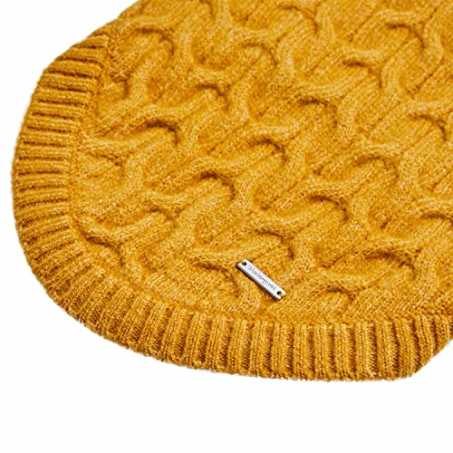 Blueberry Pet Classic Fuzzy Textured Knit Pullover Crew-Neck Dog Sweater in Mustard Yellow, Back Length 16", Pack of 1 Clothes for Dogs - color: Mustard Yellow, Crew-neck, size: 16 inch