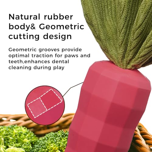 MewaJump Easter Toys Dog Squeaky Chew Toys for Aggressive Chewers, Rubber Carrot Dog Toys for Training and Cleaning, Durable Interactive Tough Dog Toy for Puppy Medium Dogs - color: carrot pink