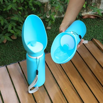 Portable Collapsible Dog Water Bottle - 550ml, Large Wide-Mouth Drinking Bowl, Ideal for Small and Large Dogs on Walks and Outdoor Activities (Blue) - color: Blue