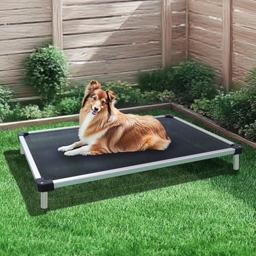 FXW TitanNest Chew-Proof Elevated Dog Bed, Raised Cot for Indoor/Outdoor/Camping Use, Durable & Waterproof Cooling Pet Bed for Medium Dogs, 41.0" L x 27.0" W x 5.0" H, Black - size: Medium Dog (41.0"L x 27.0"W x 5.0"H)