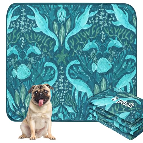 BVAGSS Washable Pee Pads for Dogs, 2 Pack Reusable Leakproof Puppy Wee Wee Pad, Non-Slip Waterproof Pet Training Pads, Super Absorbent Whelping Pads XH081 (Dino Green, 30X20 Inch (Pack of 2)) - color: Dino Green, size: 30X20 Inch (Pack of 2)