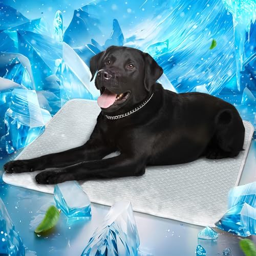 Mora Pets Dog Cooling Mat Instant Self Cooling Pad for Dogs & Cats Breathable Washable Summer Pet Cool Mat Indoor Outdoor, Cold Blanket for Floor Crate Car Travel Use Non Slip XLarge 48 x 30 inch Grey - color: Light Grey, size: 48'' x 30'' (X-Large)