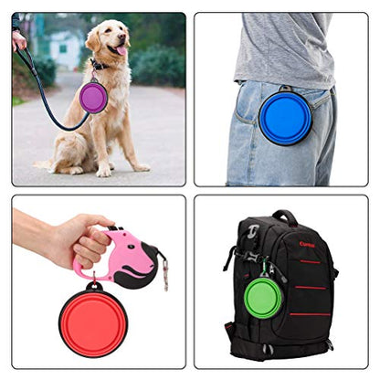 Pack of 2 Large Size Collapsible Dog Bowl, Food Grade Silicone BPA Free, with Carabiner Clip Foldable Expandable Cup Dish for Pet Cat Food Water Feeding Portable Travel Bowl (Blue & Red) - size: Pack of 2