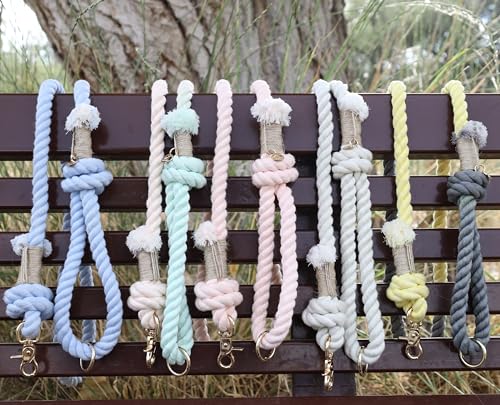 Premium Cotton Rope Leash for Medium & Large Dogs – 5 ft Handcrafted, Strong, Stylish & Durable with 360° Swivel Heavy-Duty Clip – Perfect for Everyday Walks, Training & Weddings - Yellow-Grey Ombre - color: Mint Yellow-Green Ombre