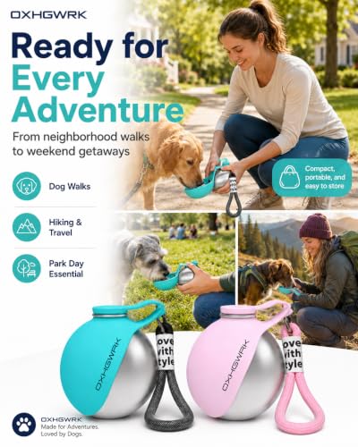 Dog Water Bottle Portable Bowl Travel Collapsible for Dogs with Walking on Walks Dispenser Pet Ball Insulated Hiking Stainless Steel Drinking Waterbottle Puppy Bowls Bottles