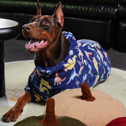 ROZKITCH Dog Winter Coat Soft Fleece Dog Pajamas, Pet Windproof Warm Cold Weather Jacket Vest with Reflective Zipper, Jumpsuit Apparel Outfit Clothes for Medium Dog Dinosaur S - color: BlueDinosaur, size: S