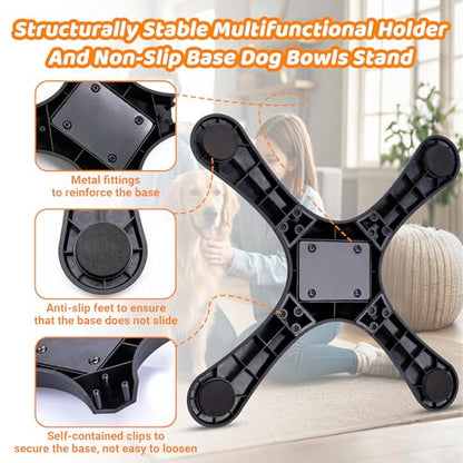 Elevated Adjustable Dog Bowl Feeding Stand, 3 Heights and Tiled Ajudst, Compatible with Moost Feeding Bowls, Great for Medium Large Dogs(2 Pack) - size: B - 2 Pack
