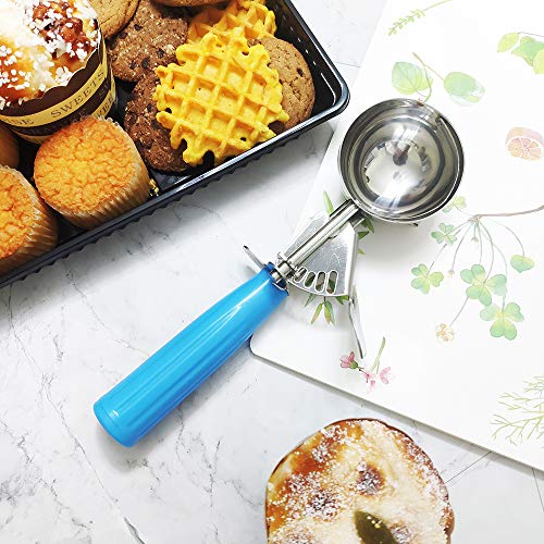 Portion Scoop - #16 (2 oz) - Disher, Cookie Scoop, Food Scoop - Portion Control - 18/8 Stainless Steel, Blue Handle - size: #16 / 2 oz