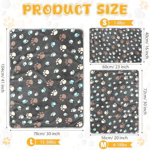 Tegeme 12 Pcs Pet Blankets 41 x 30 Inch Soft Fluffy Fleece Dog Cat Warm Paw Print Pattern Blankets Flannel Throw for Pets Dog Puppy Cat(Gray) - color: Gray, size: 41 x 30 Inch