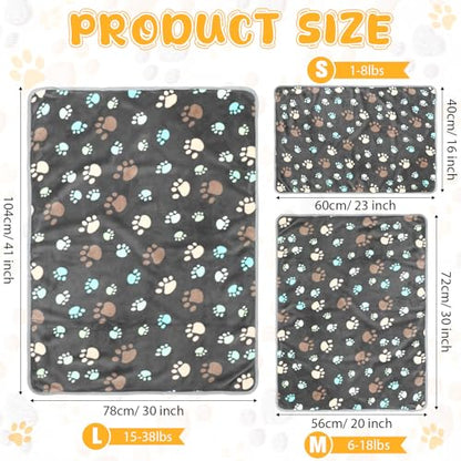 Tegeme 12 Pcs Pet Blankets 41 x 30 Inch Soft Fluffy Fleece Dog Cat Warm Paw Print Pattern Blankets Flannel Throw for Pets Dog Puppy Cat(Gray) - color: Gray, size: 41 x 30 Inch