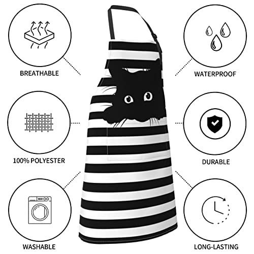 Perinsto Dog Cat Pets Cute Animals Waterproof Apron Bibs for Grooming Kitchen Cooking Baking Painting Gardening - color: Funny Cat (Black)