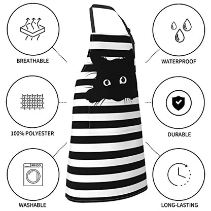 Perinsto Dog Cat Pets Cute Animals Waterproof Apron Bibs for Grooming Kitchen Cooking Baking Painting Gardening - color: Funny Cat (Black)