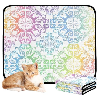 Qilmy Mandala Pet Mat, Waterproof Reusable Dog Training Pad Anti-Slip Pet Creat Pad for Small Medium Large Dogs and Cats - size: Medium+Large