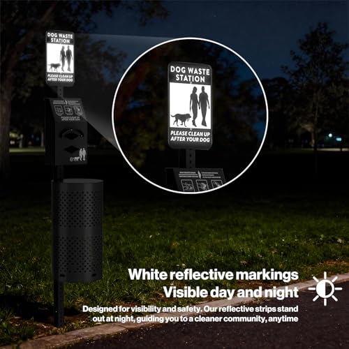POCHAR Dog Waste Station with 600 Bags, 10 Gallon Outdoor Trash Can, Waterproof Poop Disposal Bin with Sign and Lid for Park, Trail, Yard