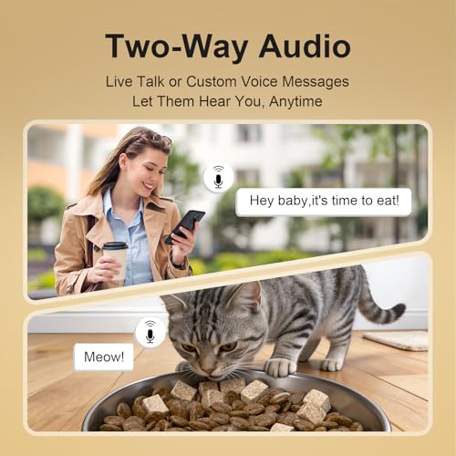2K 카메라가 있는 자동 고양이 피더, 5G/2.4G Wi-Fi 6.5L 스마트 반려동물 피더, 고양이 및 소형견용, 야간 시야가 있는 자동 강아지 피더, 양방향 오디오, 동작 감지, 수유 일정 및 앱 제어
