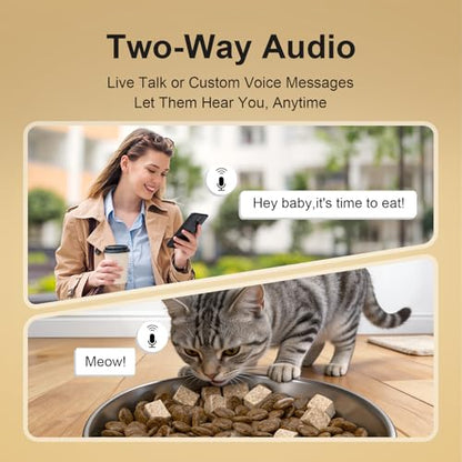 2K 카메라가 있는 자동 고양이 피더, 5G/2.4G Wi-Fi 6.5L 스마트 반려동물 피더, 고양이 및 소형견용, 야간 시야가 있는 자동 강아지 피더, 양방향 오디오, 동작 감지, 수유 일정 및 앱 제어