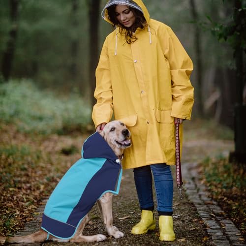 IECOii Dog Raincoat,Waterproof Rain Coat for Small Dogs,Adjustable Pet Rain Jacket with Hood,Lightweight Doggy Raincoats with Reflective Stripes,Blue,Small - color: Blue, size: Small