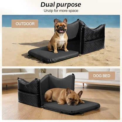 JOEJOY Dog Car Seats for Small Medium Dogs Under 35lbs, Waterproof PU Leather Dog Booster Seat with Detachable Cover, Thickened Memory Foam Pet Car Seat with Safety Belt and Storage Pockets - color: Black