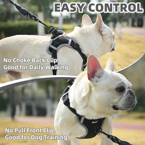 PUPTECK Dog Harness Small Sized Dog, Step in Adjustable Reflective Dog Vest Harness Escape Proof, No Pull Soft Padded Harness Easy Control, Black, M - color: Black, size: M (CHEST: 14.5"-20")