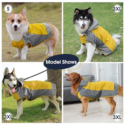 IECOii Dog Raincoat,Waterproof Rain Coat for Small Dogs,Adjustable Pet Rain Jacket with Hood,Lightweight Doggy Raincoats with Reflective Stripes,Yellow,Small - color: Yellow, size: Small