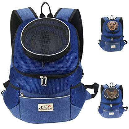 Pet Dog Carrier Backpack Adjustable Breathable Front Pack Head Out Removable Design Puppy Cat Dog Backpack for Small Dogs Cats Padded Shoulder Bag for Travelling Hiking Camping Outdoor Trip