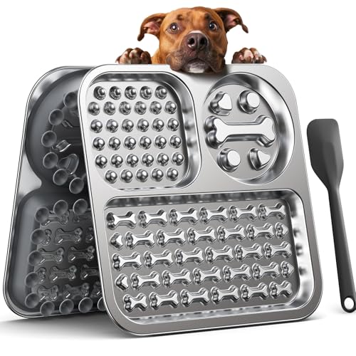 Stainless Steel Lick Mat for Dogs and Cats - FEELNEEDY Large Licking Pad with Suction Cups, Chew-Proof, Non-Slip Pet Licky Mat for Boredom Reducer and Anxiety Relief, Easy to Clean (1Pack)