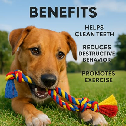 Dog Rope Toys for Medium and Large Dogs | Strong Cotton Rope Set for Chewing, Teething Comfort, Tug Play and Daily Interactive Activities | (2 pcs Dog Toys Combo)