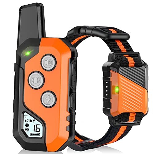 PIOUNS Shock Collar for Dogs, IP67 Waterproof Dog Training Collar with Remote, 3 Training Modes with Beep, Vibration, and Safe Static, Rechargeable for Large Medium - color: Orange, size: 1 Pack