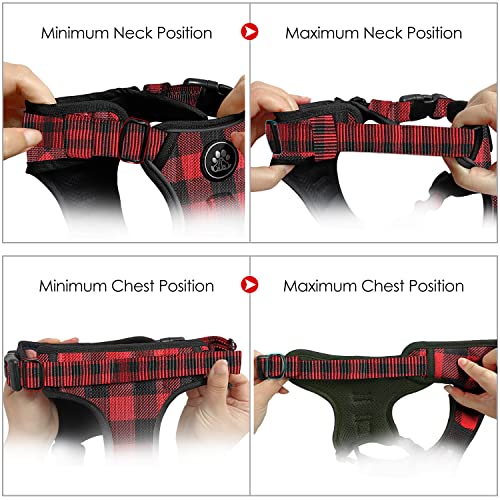 NESTROAD No Pull Dog Harness with Leash, Reflective No Choke Pet Vest Harness,Adjustable Soft Padded Dog Harness with Easy Control Handle for Small Dogs(Checkered Red,Small) - color: Checkered Red, size: 【S】neck 11-15" chest 15-21"