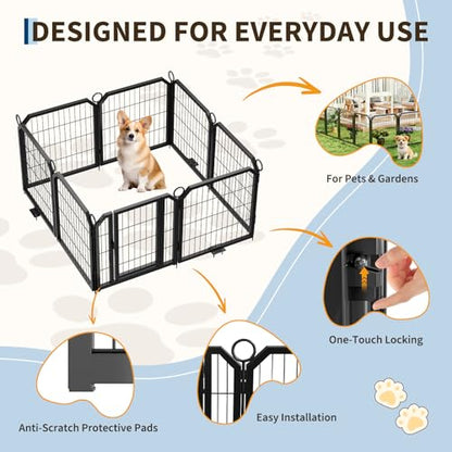 Dog Playpen Indoor 32 Inch 8 Panels Pet Pen with Door & Stakes Portable Exercise Puppy Playpens Metal Dogs Fence Outdoor for Yard RV Camping Training Trips Small Medium Dogs Foldable Expandable - size: 32 Inch
