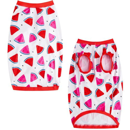 Dog Sleeveless T Shirt Fun Fruit Prints Pet Vest Shirt Soft Stretchy Summer Clothes for Large Dogs Boys Girls Clothes (X-Large,Watermelon) - color: Watermelon, size: XL